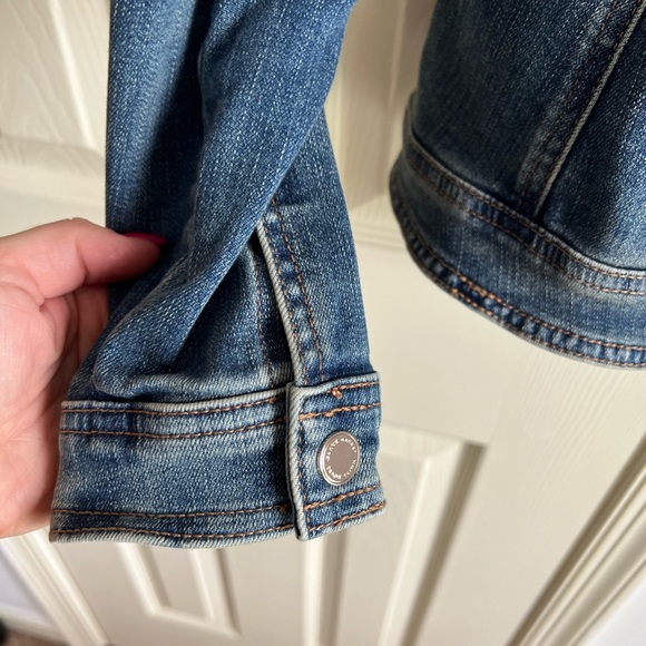 White House black market peplum trucker denim jacket M - Picture 5 of 11